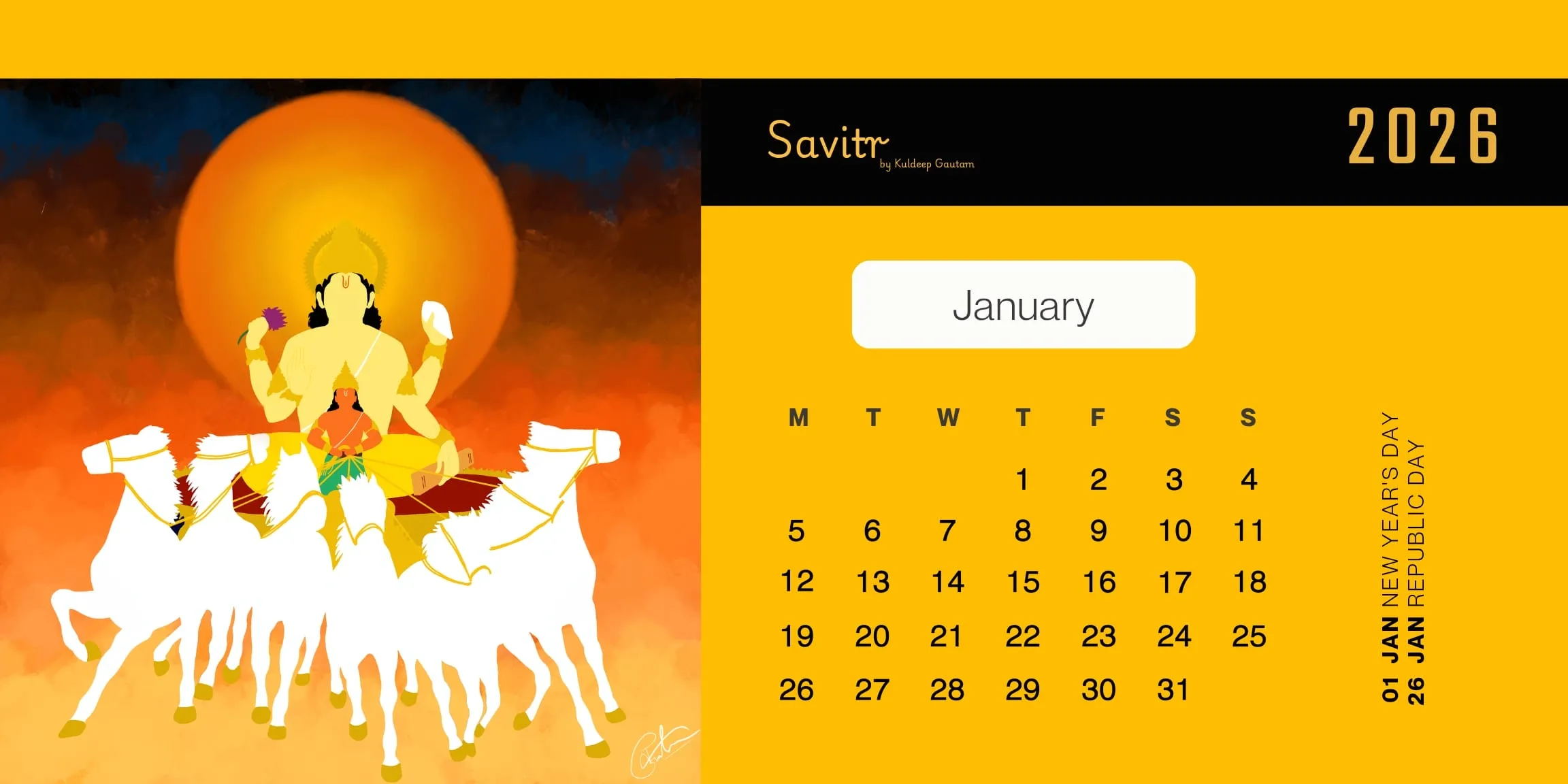 Indic Calendar 2026 January