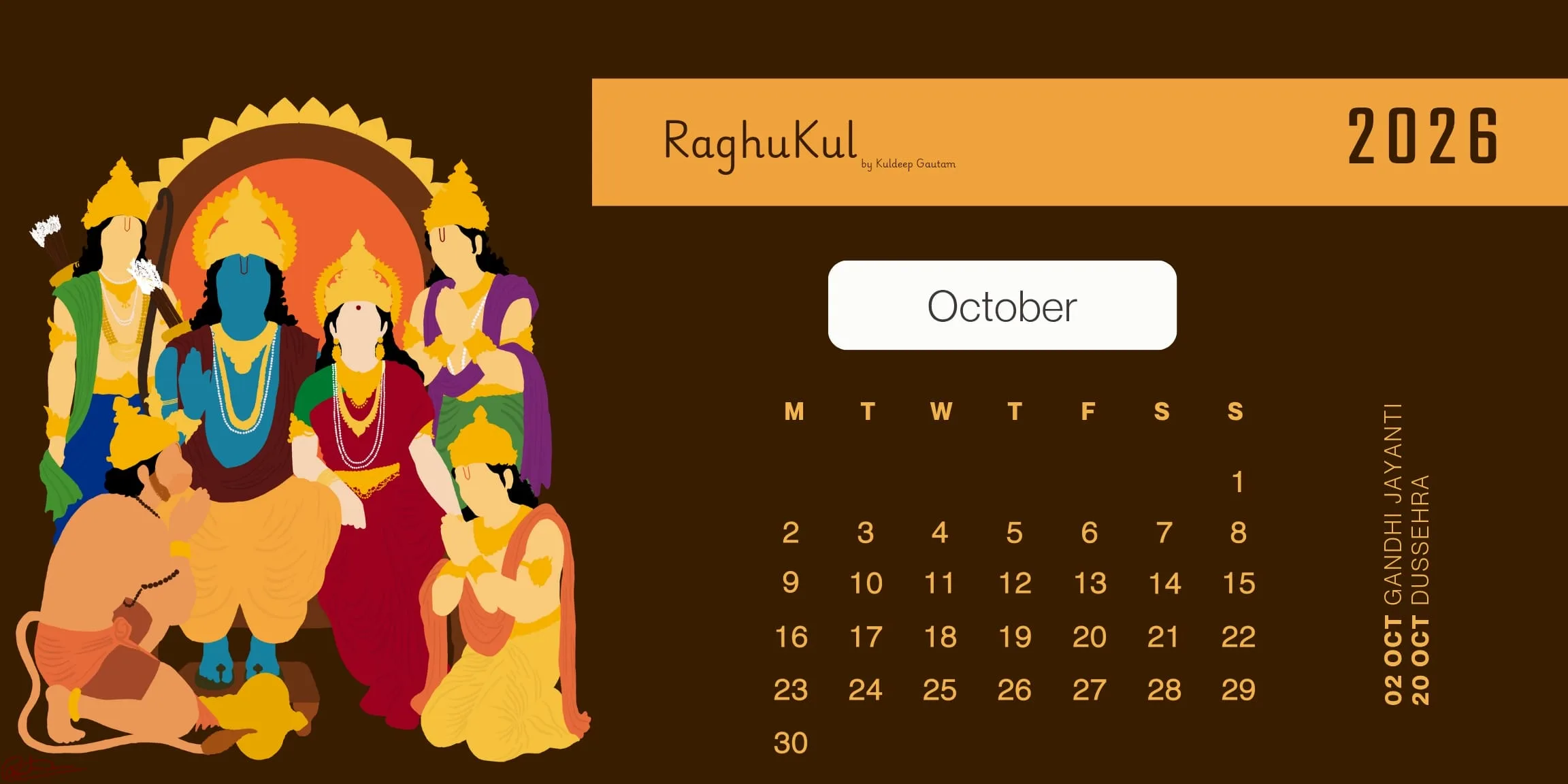 Indic Calendar 2026 October
