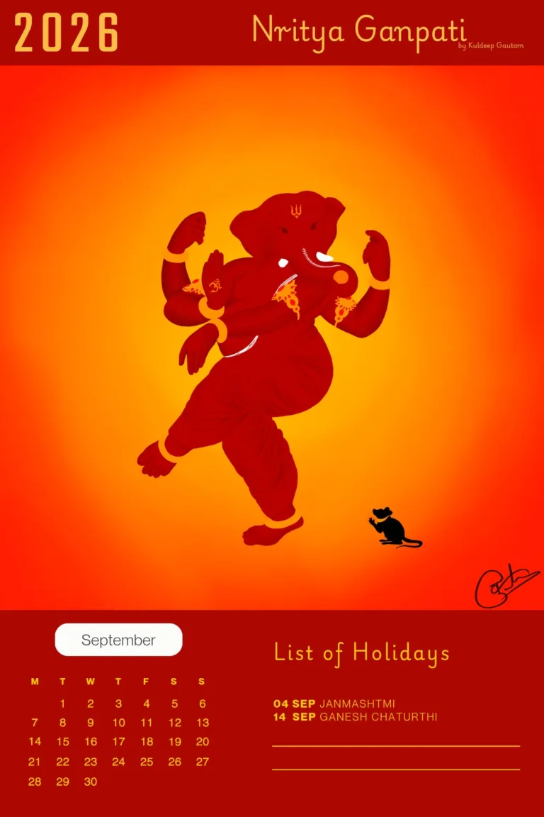 Hindu-wall-calendar-Ganesha-art