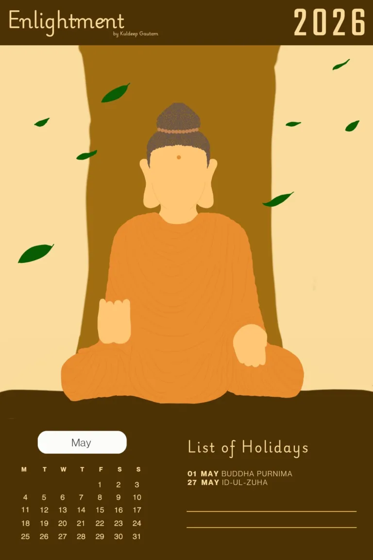 Hindu-wall-calendar-Meditating-Buddha-art